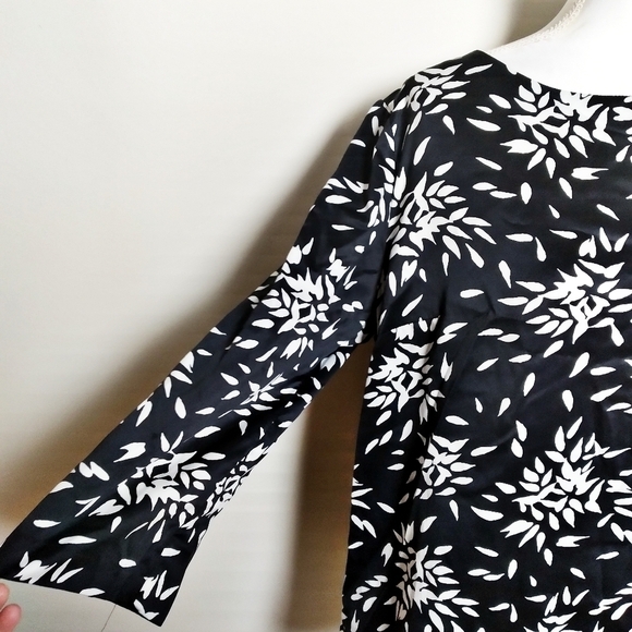 Merona Silky Black and White Quarter Sleeve Blouse - Picture 5 of 9
